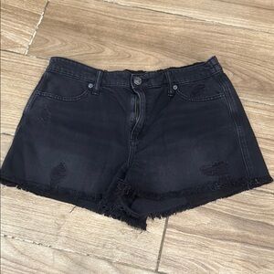 Aerie Black Jean Shorts Distressed Cut-Off Style